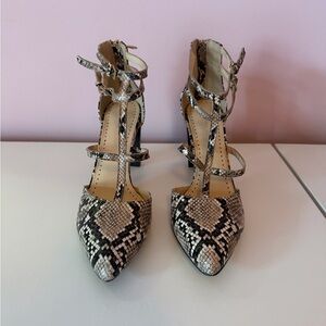 Adrienne Vittadini Snakeskin Strappy Heels - Size 7.5